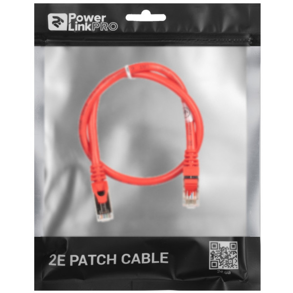 Фото - Кабель патч-корд 2E Cat 6 S-FTP RJ45 4Х2 27AWG 0.50 m Red (2E-PC6SFTPCOP-050RD)