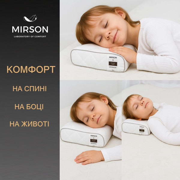 Фото - Подушка ортопедическая MirSon №6125 Steep Line Silver Kiddy 50х29х5/8 (2200003262797)