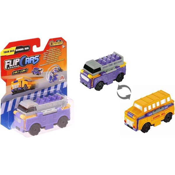 Фото - Машинка-трансформер Flip Cars 2 в 1 Туристичний і Шкільний автобус (EU463875-10)