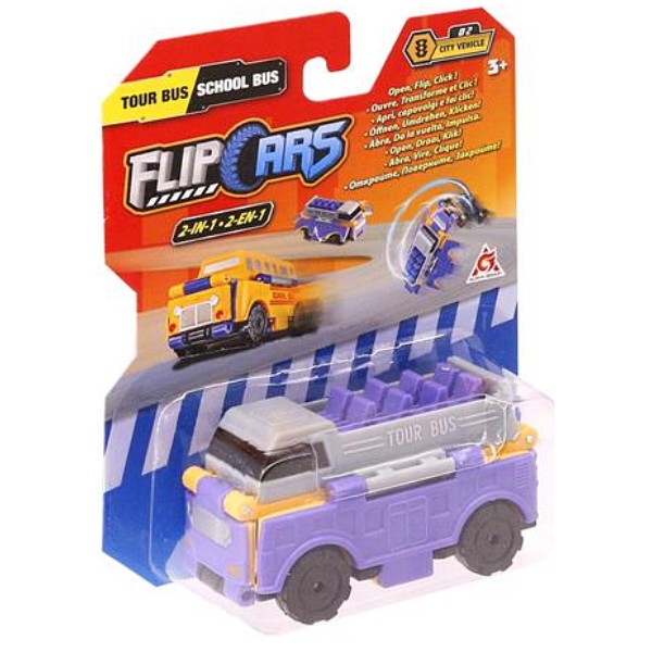 Фото - Машинка-трансформер Flip Cars 2 в 1 Туристичний і Шкільний автобус (EU463875-10)