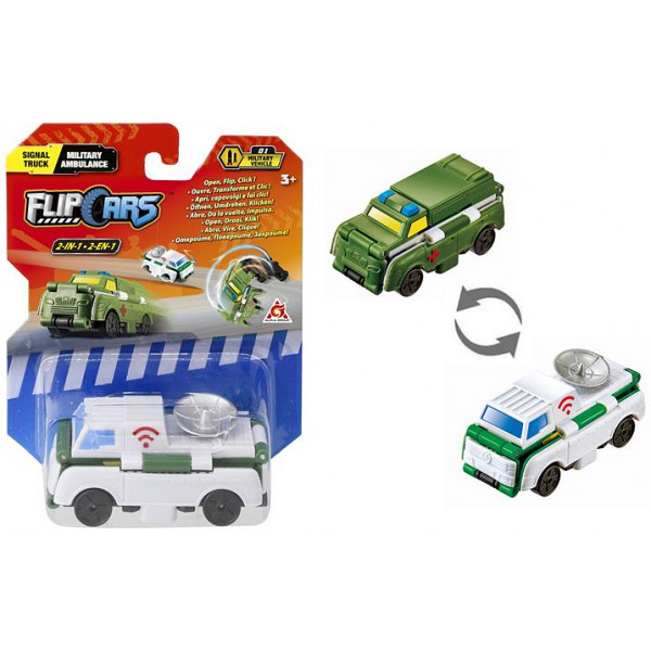 Фото - Машинка-трансформер Flip Cars 2 в 1 Грузовик связи и Военная скорая помощь (EU463875-15)