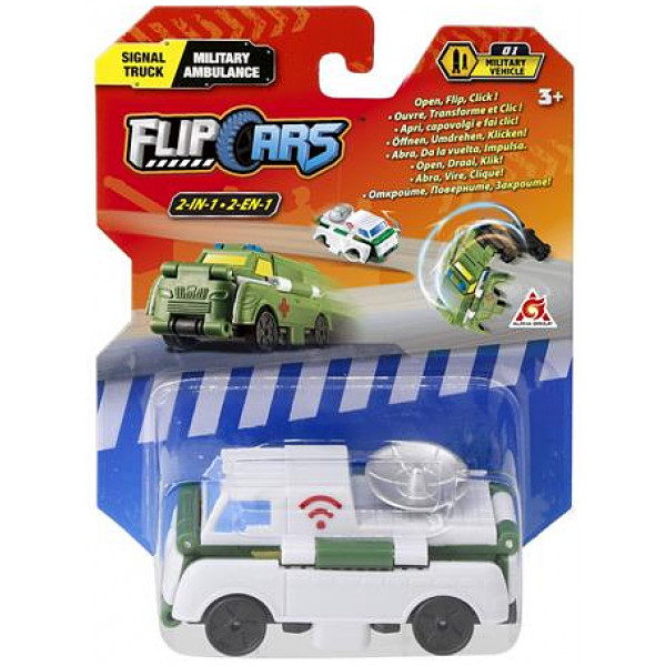 Фото - Машинка-трансформер Flip Cars 2 в 1 Грузовик связи и Военная скорая помощь (EU463875-15)