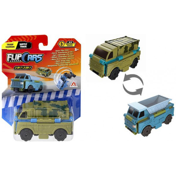 Фото - Машинка-трансформер Flip Cars 2 в 1 Военный грузовик и самосвал (EU463875-27)