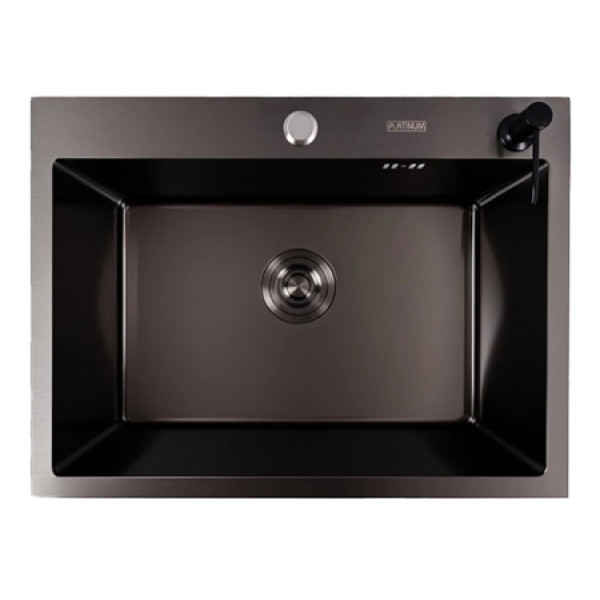 Фото - Мойка кухонная VALESO PVD 600х450х220 черная (толщина 3,0/1,5 мм + дозатор в комплекте)
