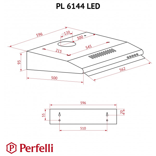 Фото - Вытяжка традиционная Perfelli PL 6144 W LED