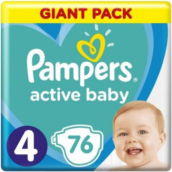 Фото - Одноразові підгузки Pampers Active Baby Розмір 4 (9-14 кг), 76 шт. (81753101)