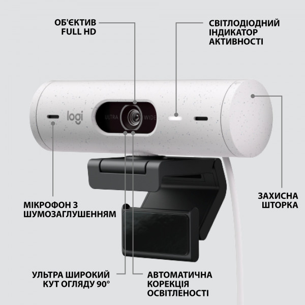 Фото - Веб-камера для комп'ютера Logitech BRIO 500 White (960-001428)