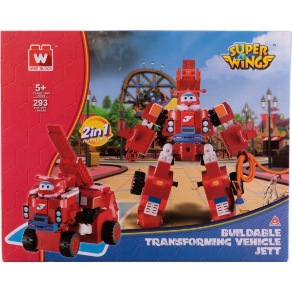 Фото - Пластиковый конструктор Super Wings Small Blocks 2-in-1 Buildable Transforming Vehicle Jett Джетт (EU385005)