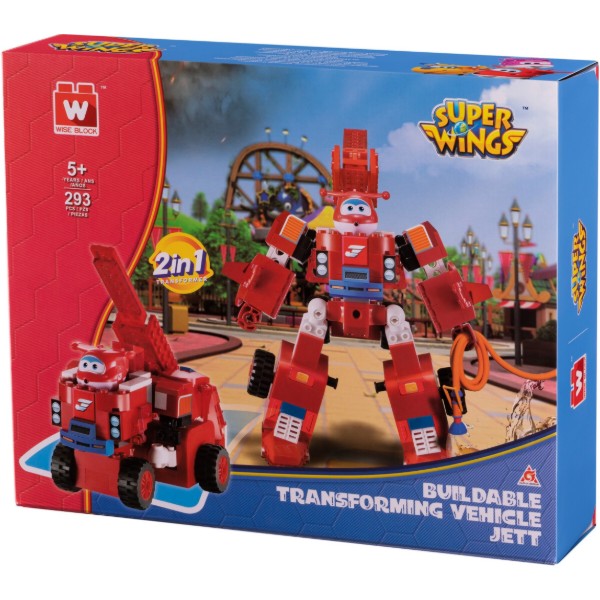 Фото - Пластиковый конструктор Super Wings Small Blocks 2-in-1 Buildable Transforming Vehicle Jett Джетт (EU385005)