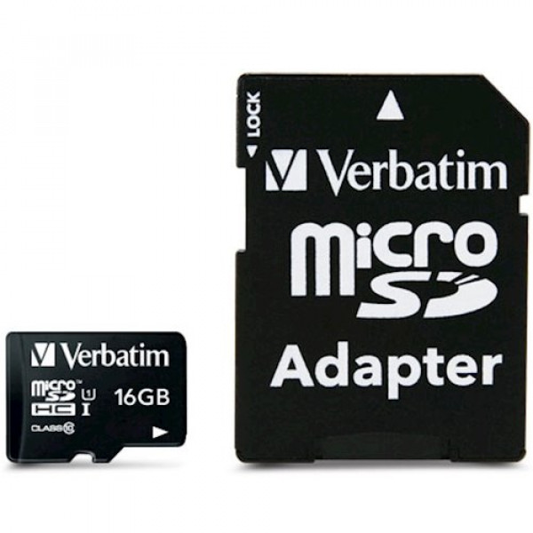 Фото - Карта памяти Verbatim microSDHC 16Gb Class 10 w/SD adapter (44082)