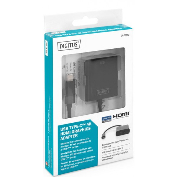Фото - Переходник Digitus USB-C - HDMA UHD 4K, M/F, 0.15 m (DA-70852)