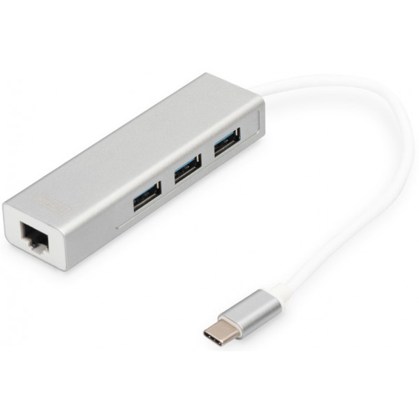 Фото - Хаб USB Digitus USB-C - USB 3.0 3 Port Hub+Gigabit Ethernet (DA-70255)