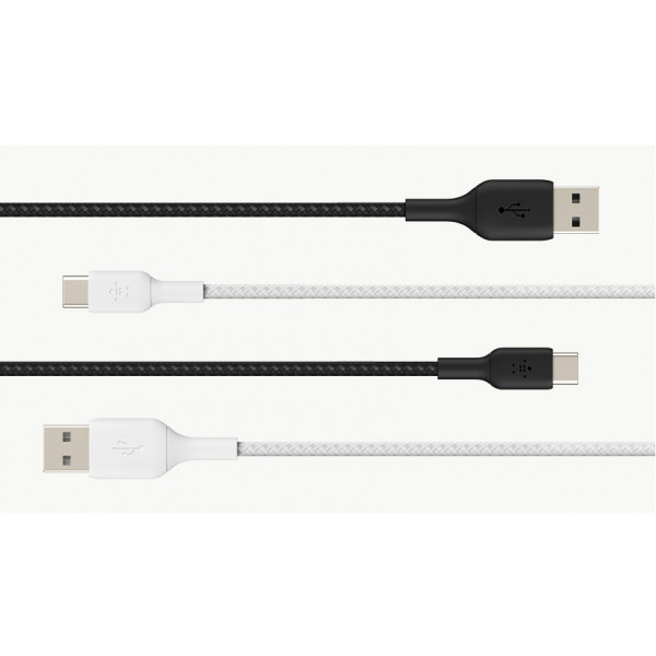 Фото - Кабель синхронізації даних Belkin USB-A - USB-С Braided 1 м White (CAB002BT1MWH)
