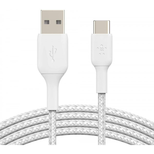 Фото - Кабель синхронізації даних Belkin USB-A - USB-С Braided 1 м White (CAB002BT1MWH) Фото - Кабель синхронізації даних Belkin USB-A - USB-С Braided 1 м White (CAB002BT1MWH)