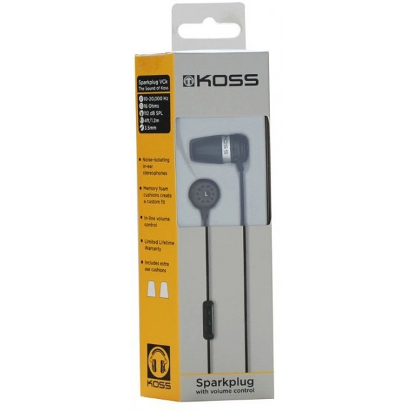 Фото - Навушники вкладиші дротові Koss Spark Plug VCb Noise Isolating Black