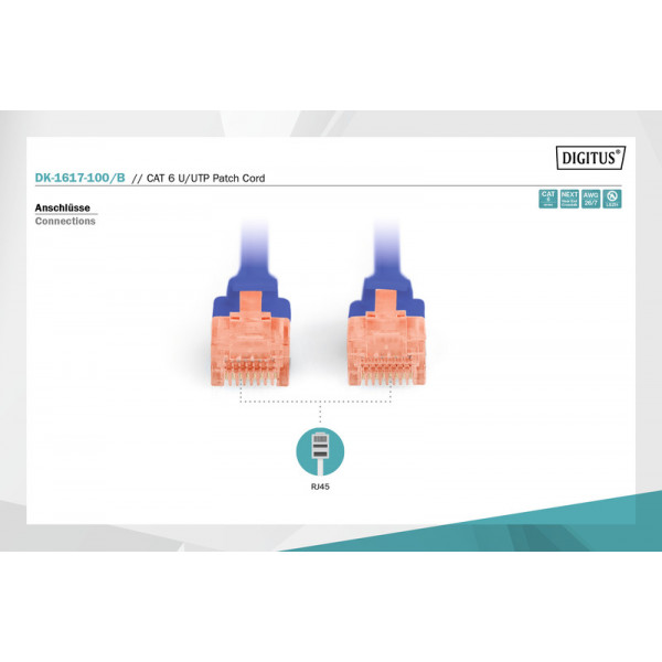 Фото - Кабель патч-корд Digitus CAT 6 UTP 10 м Blue (DK-1617-100/B)