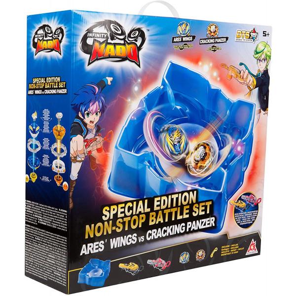 Фото - Набір дзиг Auldey Infinity Nado V Special Edition Battle Set Ares' Wings vs Cracking Panzer Крила Ареса проти Швидкого Панцера (EU634801)