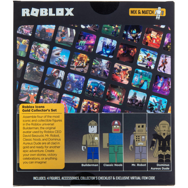 Фото - Колекційні фігурки набір Jazwares Roblox Four Figure Pack Roblox Icons-15th Anniversary Gold Collector’s Set (ROB0527)