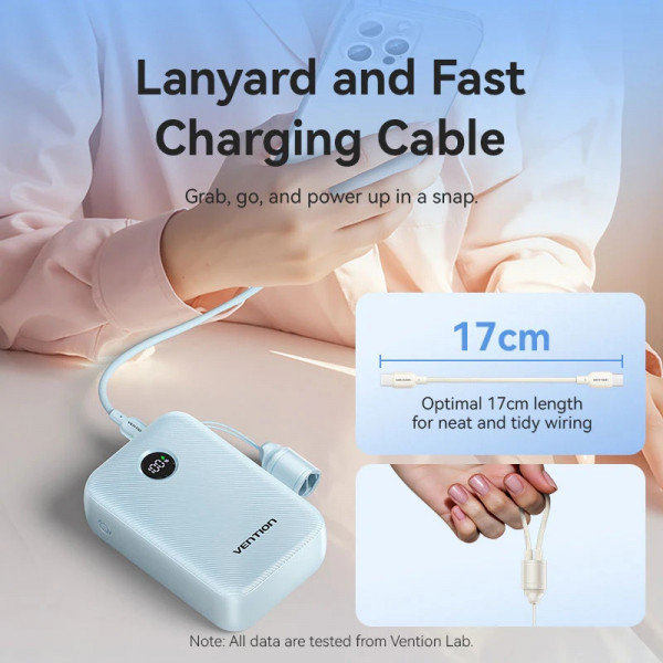 Фото - Батарея мобильная Vention 20000mAh 22,5W PD,QC, USB-A,2xUSB-C Blue (FKBL0-C)