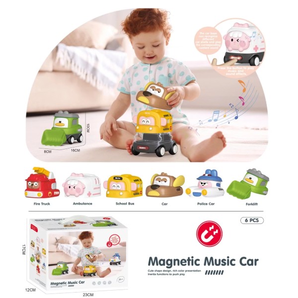 Фото - Интерактивная игрушка MAGNETIC MUSIC CAR Магнитная инерционная машинка с музыкой (6222)