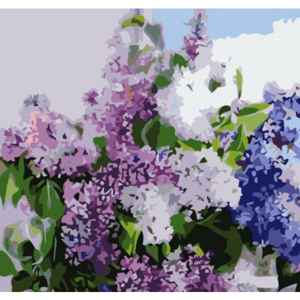 Фото - Картина по номерам Strateg "Букет сирени на столе" 40х50 см (VA-0642)