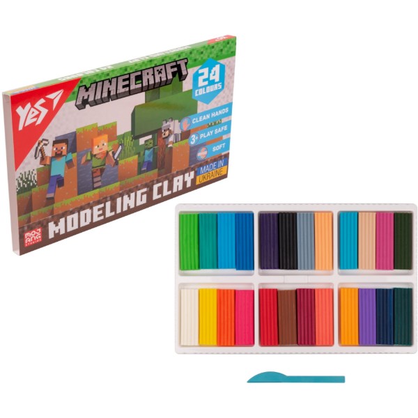 Фото - Пластилін класичний YES 24 кол. 480г Minecraft (540682)