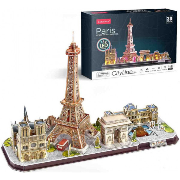Фото - 3D пазли Cubic Fun City line Париж с LED-подсветкой (L525h)