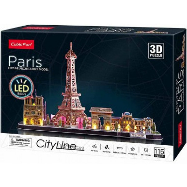 Фото - 3D пазли Cubic Fun City line Париж с LED-подсветкой (L525h)