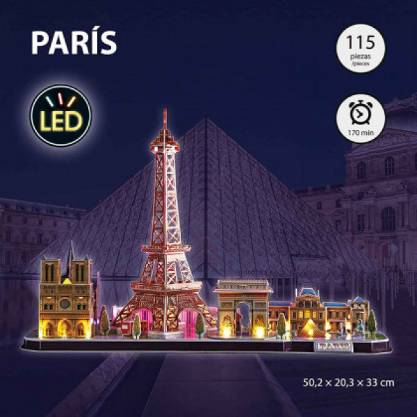 Фото - 3D пазли Cubic Fun City line Париж с LED-подсветкой (L525h)