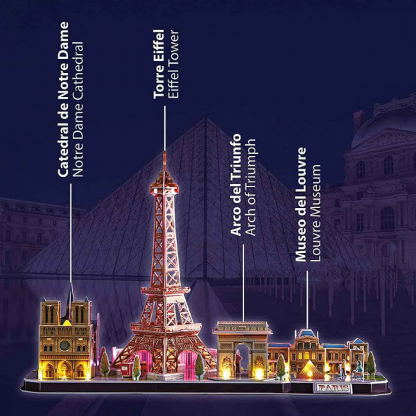 Фото - 3D пазли Cubic Fun City line Париж с LED-подсветкой (L525h)