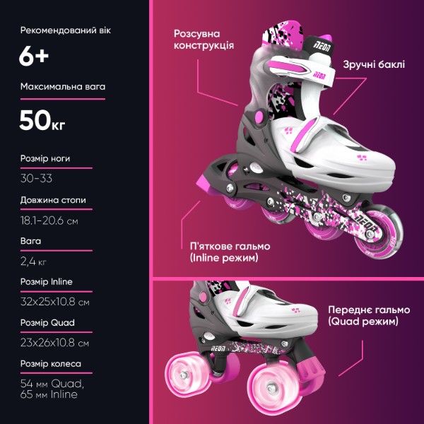 Фото - Ролики Neon Combo Skates Cyber (NT30P4)