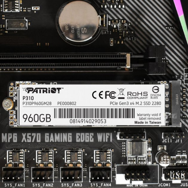 Фото - SSD-накопичувач внутрішній Patriot M.2 960GB PCIe 3.0 P310 (P310P960GM28)