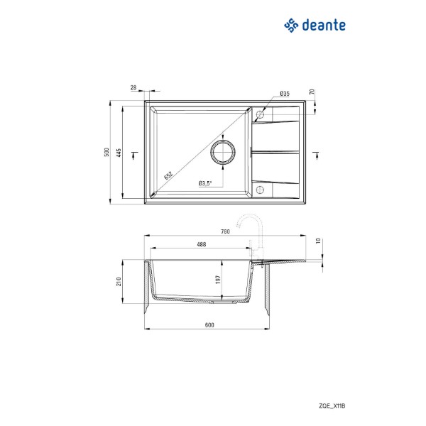 Фото - Мойка кухонная Deante Eridan Graphite (ZQE_G11B)