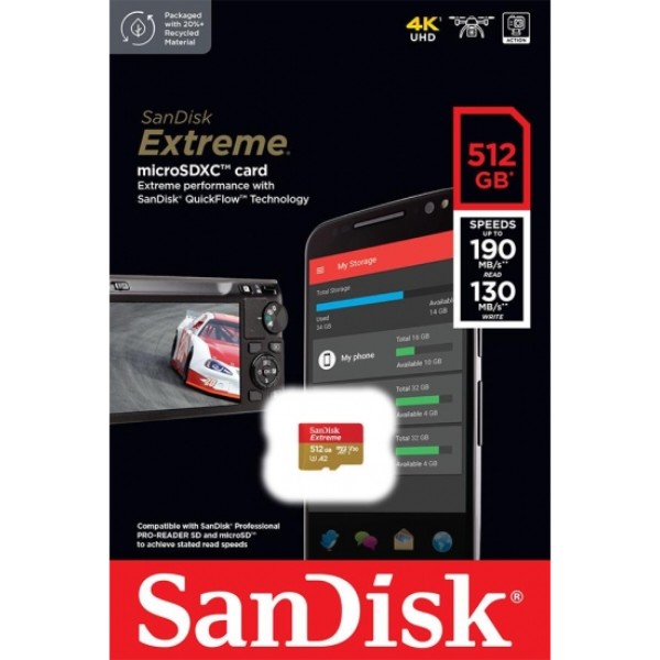 Фото - Карта памяти SanDisk microSD 512GB C10 UHS-I U3 Extreme V30 (SDSQXAV-512G-GN6MN)