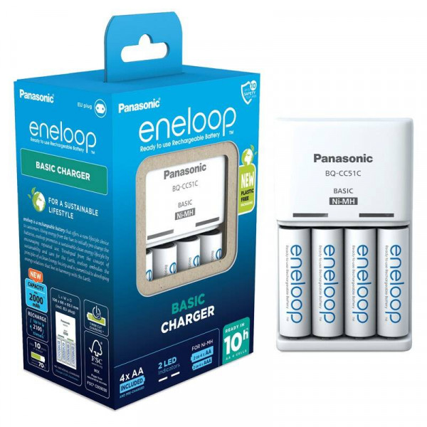 Фото - З/устройство для аккумуляторов AA/AAA Panasonic Basic Charger+ Eneloop 4AA 1900 mAh(K-KJ51MCD40E)