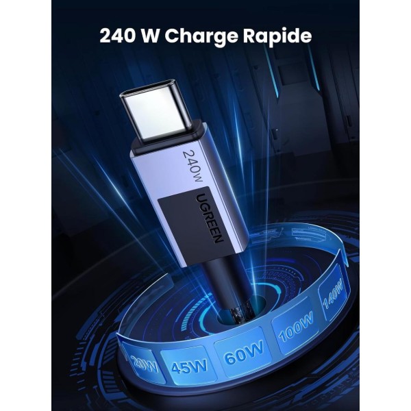 Фото - Кабель UGREEN USB 3.1 Type-C M-M, 1 м, 240W L513 
Black (45067)