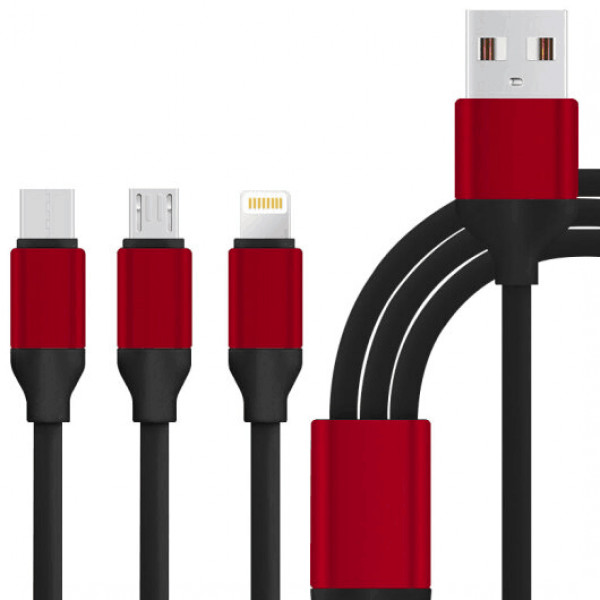 Фото - Кабель XOKO SC-320 Black 3 в 1 - Lightning Micro USB Type-C 1.20m (SC-320-BK)
