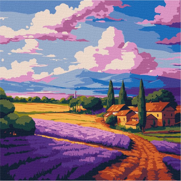 Фото - Картина за номерами Ideyka "Лавандове поле ©art_selena_ua 30х30 см (KHO6345)