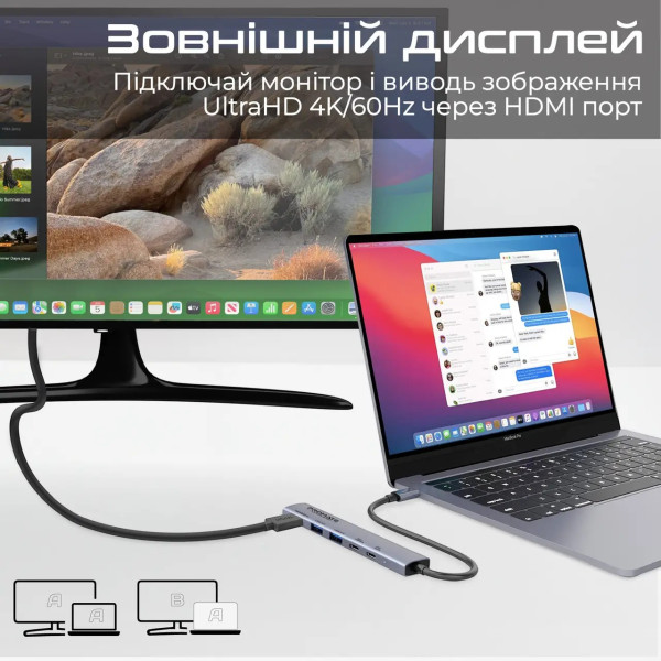 Фото - Хаб USB Promate linkhub-5x