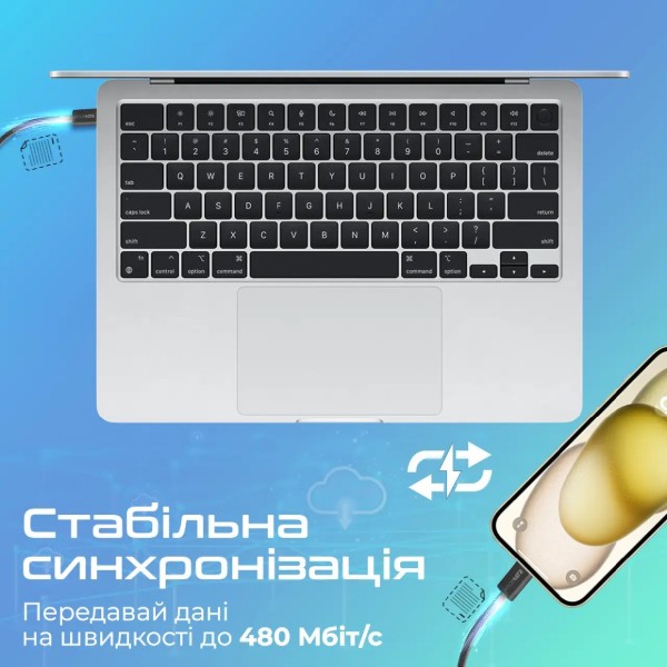 Фото - Кабель Promate USB Type-C-Lightning (ecoline-ci120.black)