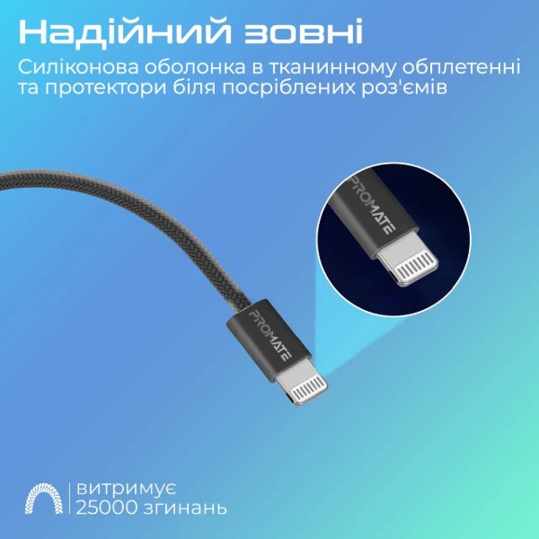 Фото - Кабель Promate USB Type-C-Lightning (ecoline-ci120.black)