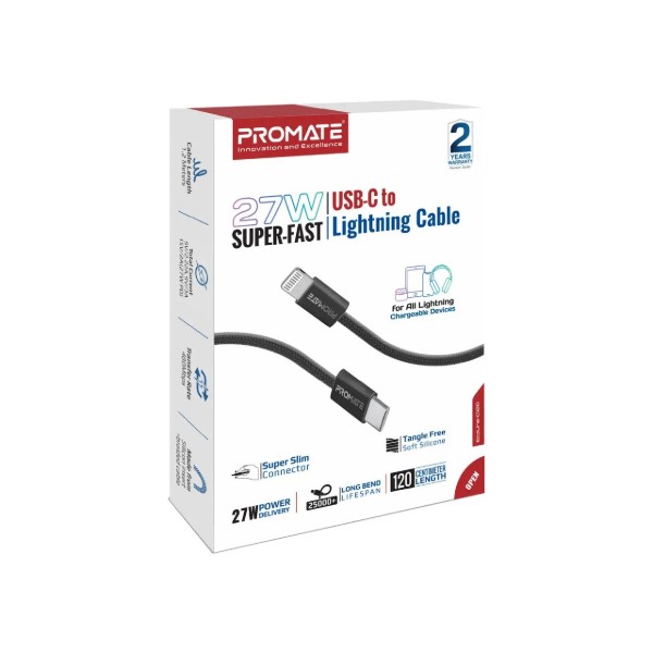 Фото - Кабель Promate USB Type-C-Lightning (ecoline-ci120.black)