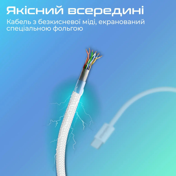 Фото - Кабель синхронизации данных Promate USB Type-C-Lightning (ecoline-ci120.white)