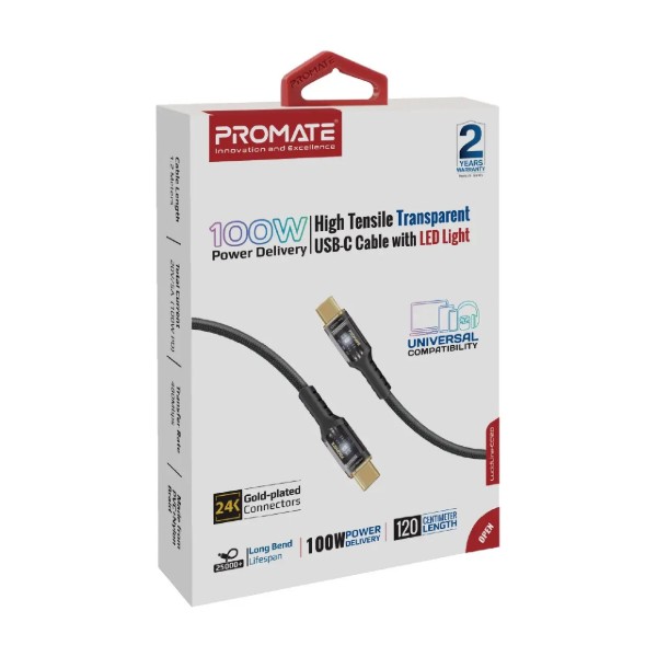 Фото - Кабель Promate USB Type-C - USB Type-C (lucidline-cc120.black)