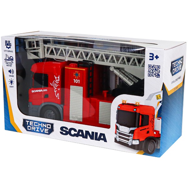 Фото - Наземна спецтехніка TechnoDrive Big Truck – ПОЖЕЖНА МАШИНА SCANIA (світло, звук, функція води) (6407KS)