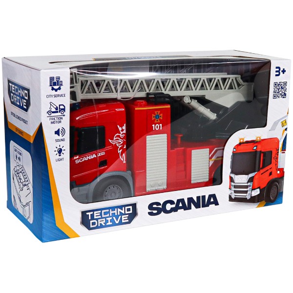 Фото - Наземна спецтехніка TechnoDrive Big Truck – ПОЖЕЖНА МАШИНА SCANIA (світло, звук, функція води) (6407KS)