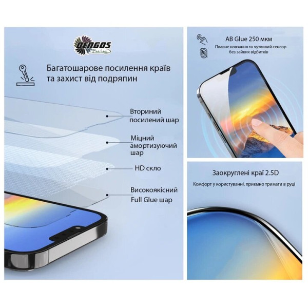 Фото - Захисне скло для смартфону DENGOS for Samsung Galaxy A36 5G SM-A366 Black Full Glue 2 шт. (DG-TG2P-68)