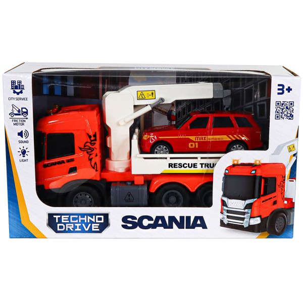 Фото - Наземна спецтехніка TechnoDrive Big Truck – ЕВАКУАТОР SCANIA З МАШИНОЮ (світло, звук) (6408KS)