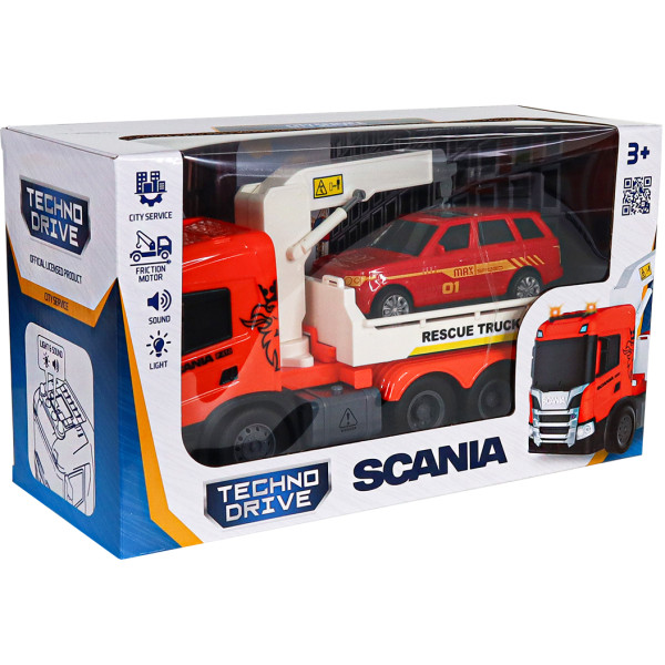 Фото - Наземна спецтехніка TechnoDrive Big Truck – ЕВАКУАТОР SCANIA З МАШИНОЮ (світло, звук) (6408KS)