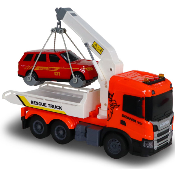 Фото - Наземна спецтехніка TechnoDrive Big Truck – ЕВАКУАТОР SCANIA З МАШИНОЮ (світло, звук) (6408KS)